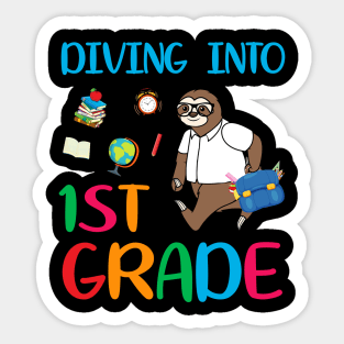 Diving Into 1st Grade Dabbing Sloth Back To School Sticker